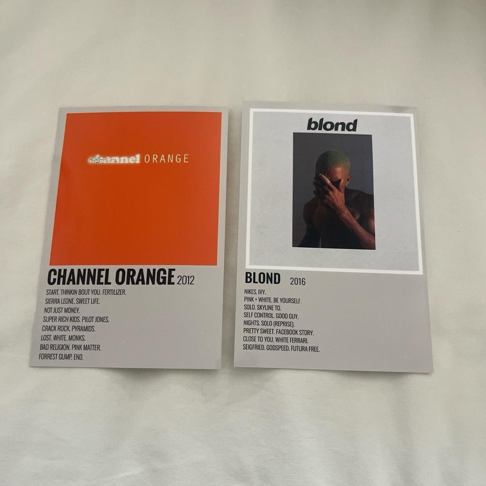 set of 2 frank ocean album cover posters (channel orange and blond)